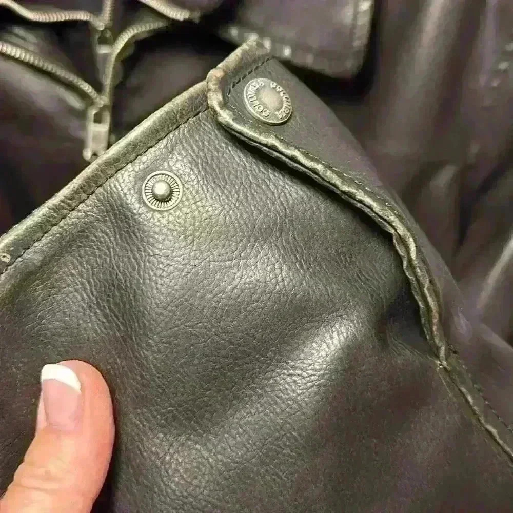 Columbia Distressed Vintage Vegan Faux Leather Lined BikerJacket Coat Mens XL - Picture 7 of 15